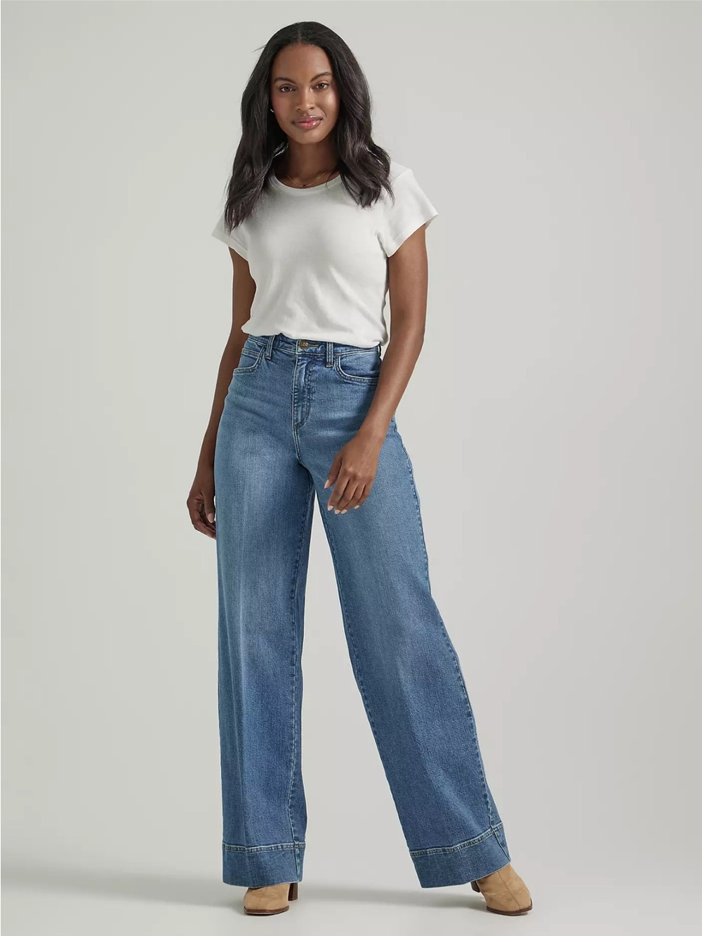 Lee Women's Trouser/Wide Leg Blue Jeans